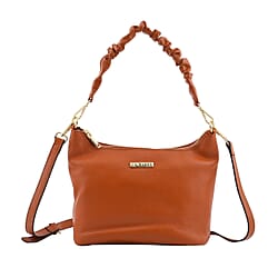 LA MAREY Genuine Leather Hobo Bag with Detachable Strap - Black