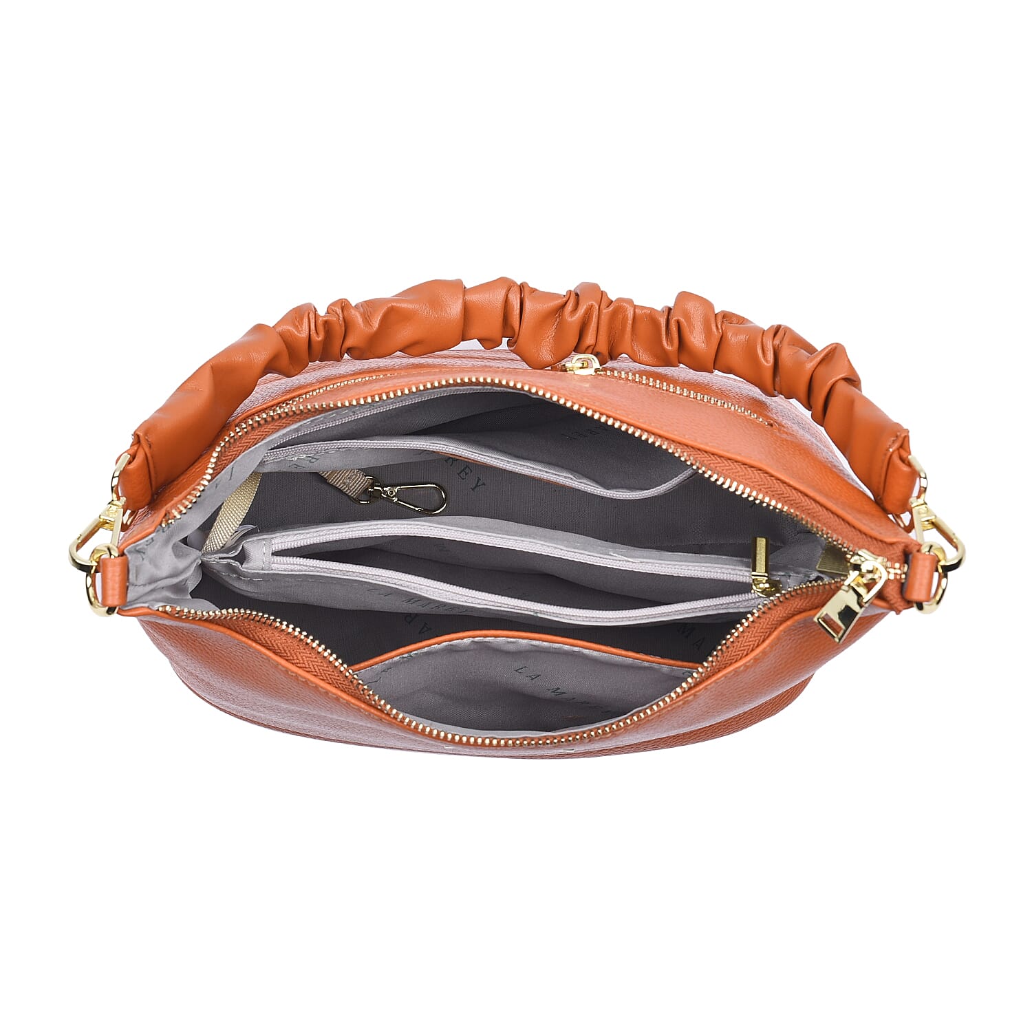 LA MAREY 100% Genuine Leather Hobo Bag with Detachable Strap (Size 27x20x13 Cm) - Tan