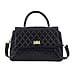 LA MAREY Genuine Leather Diamond Pattern Convertible Bag with Detachable Strap - Black
