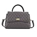 LA MAREY Genuine Leather Diamond Pattern Convertible Bag with Detachable Strap - Black