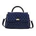 LA MAREY Genuine Leather Diamond Pattern Convertible Bag with Detachable Strap - Black