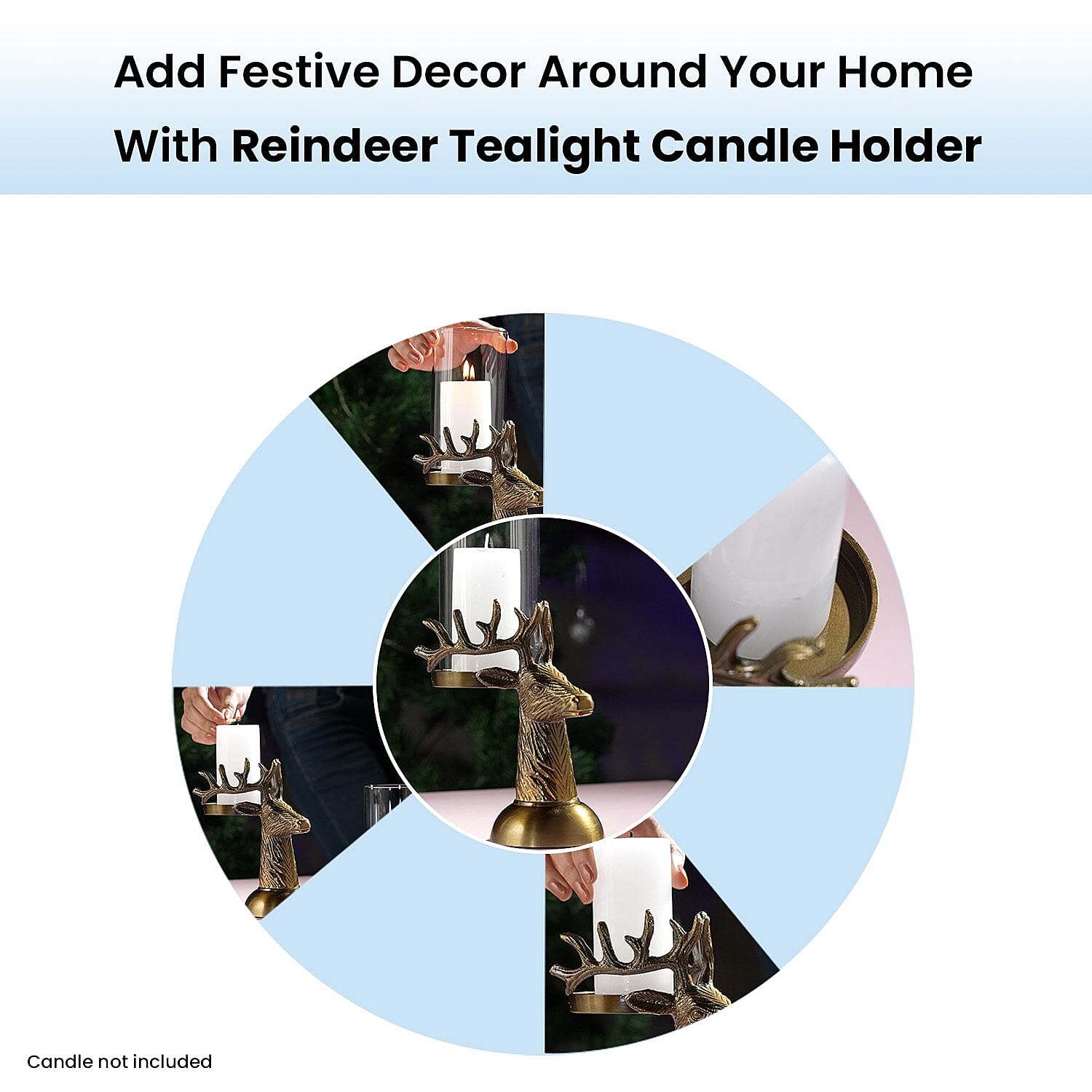 Reindeer Figurine Tealight Holder (Size 25x15 Cm) - Golden