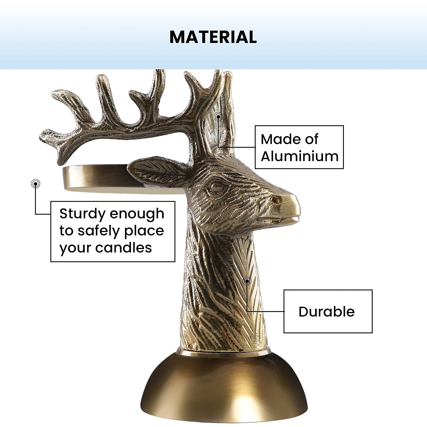 Reindeer Figurine Tealight Holder (Size 25x15 Cm) - Golden