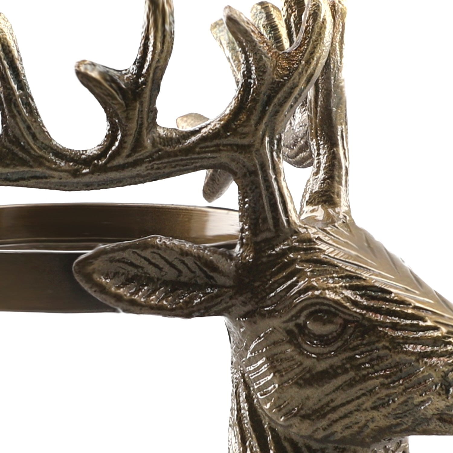 Reindeer Figurine Tealight Holder (Size 25x15 Cm) - Golden