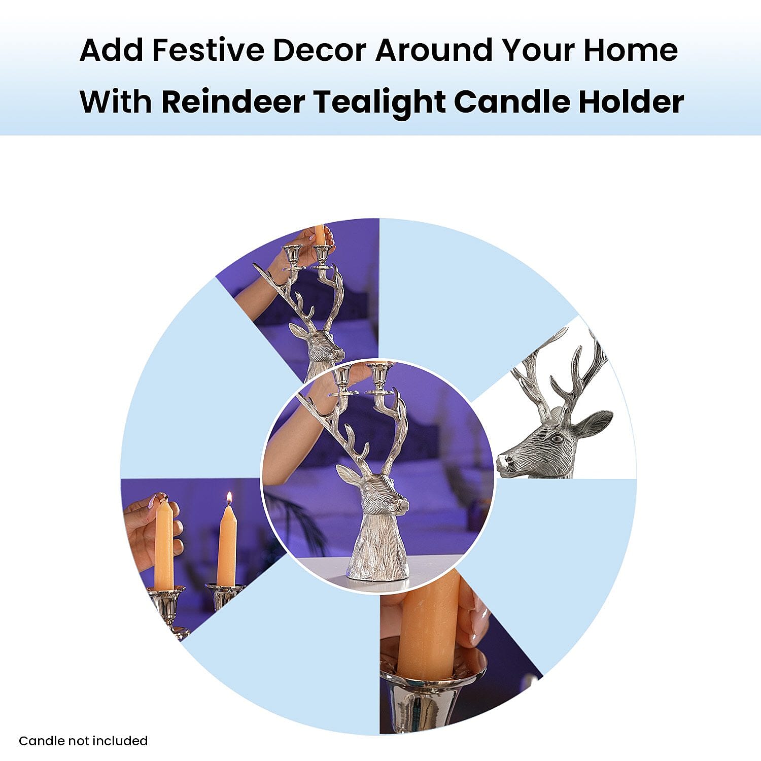 Reindeer Figurine Tealight Holder (Size 22x32x15 Cm) - Nickel