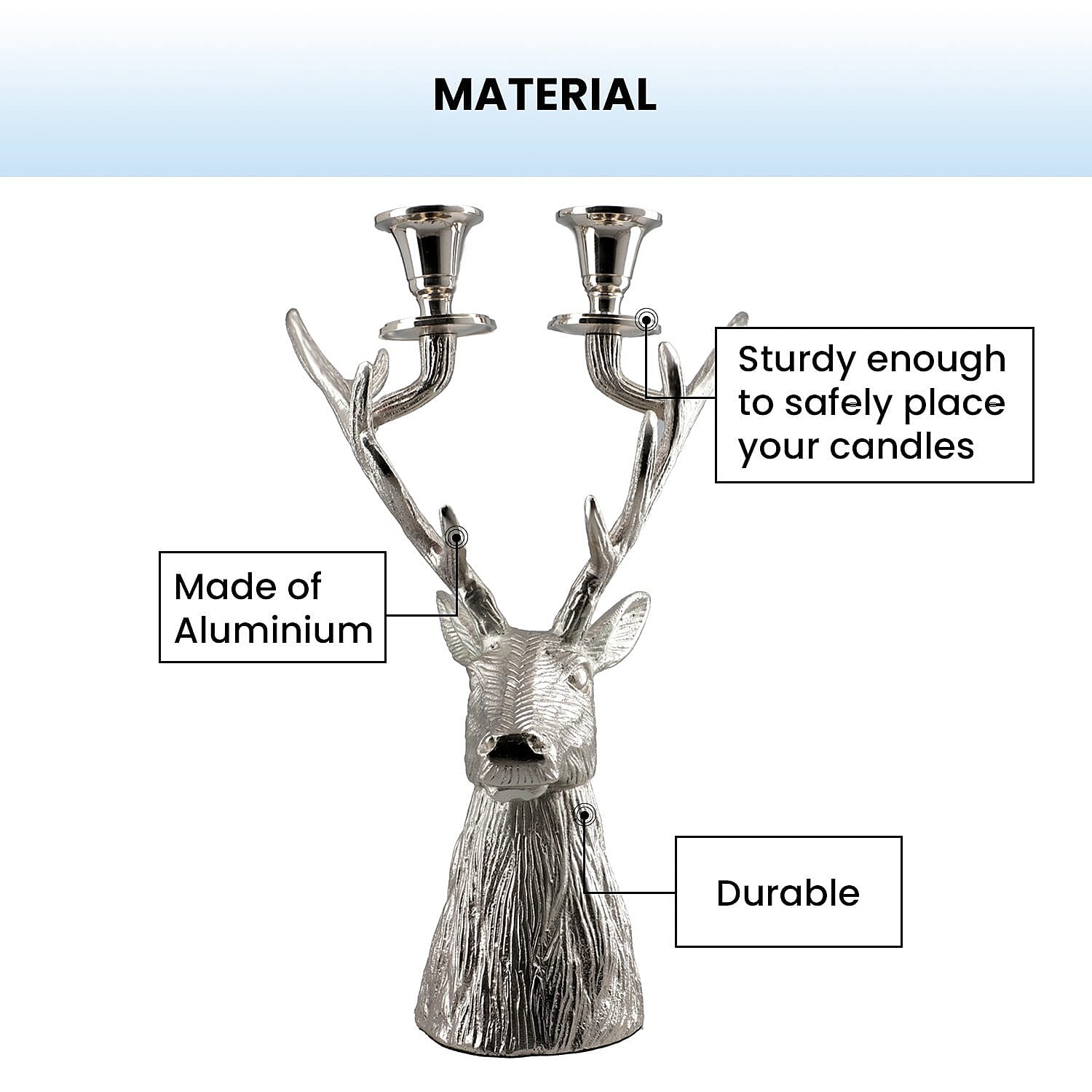 Reindeer Figurine Tealight Holder (Size 22x32x15 Cm) - Nickel