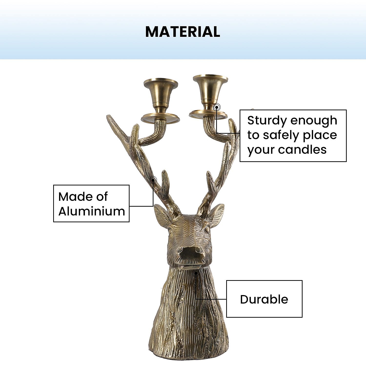 Reindeer Figurine Tealight Holder (Size 32x22x15 Cm) - Golden