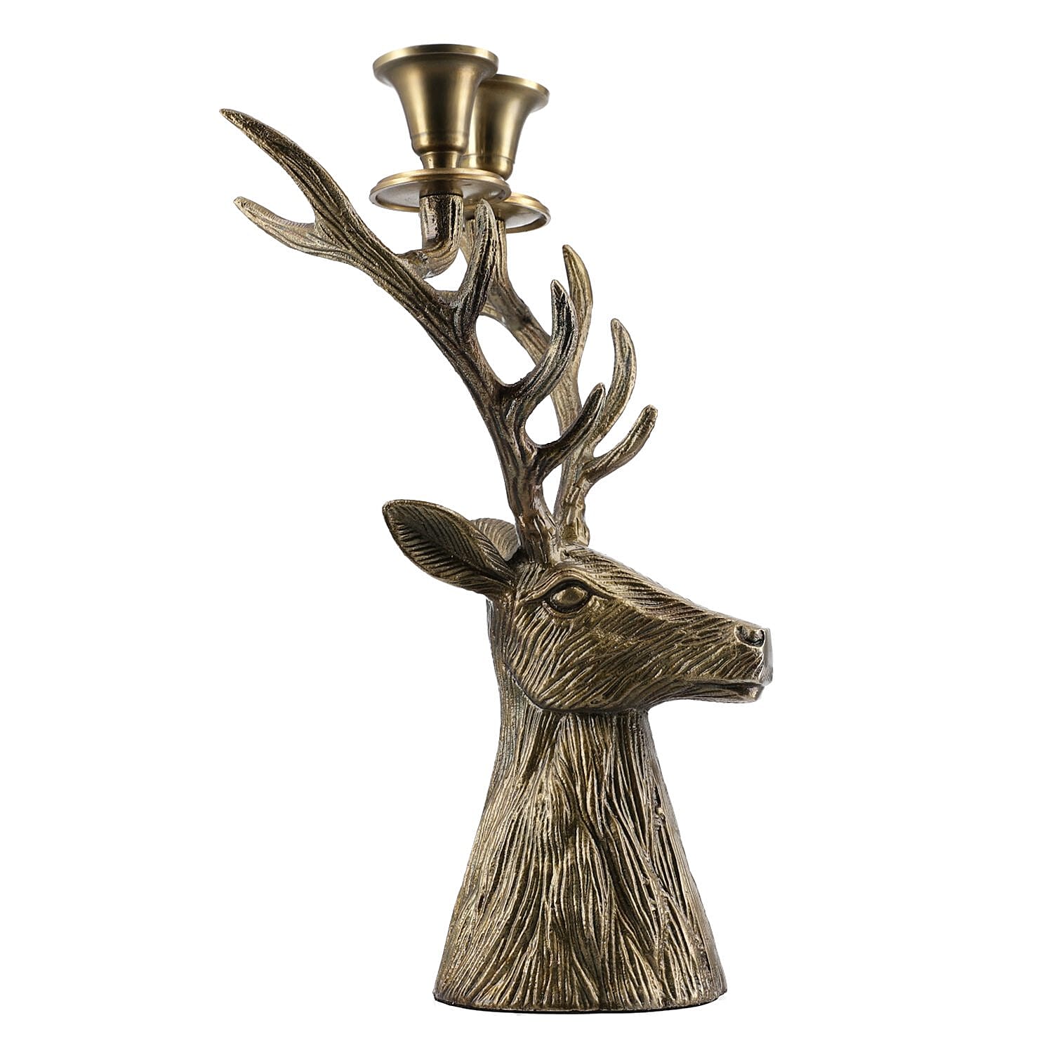 Reindeer Figurine Tealight Holder (Size 32x22x15 Cm) - Golden