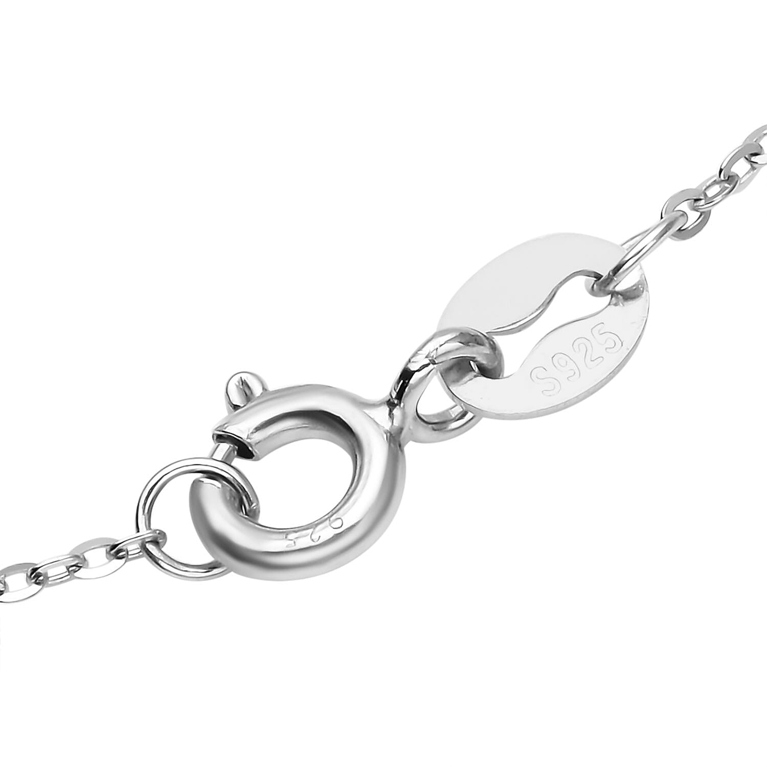 White Baroque Pearl Station Necklace (Size - 30) in Rhodium Overlay Sterling Silver