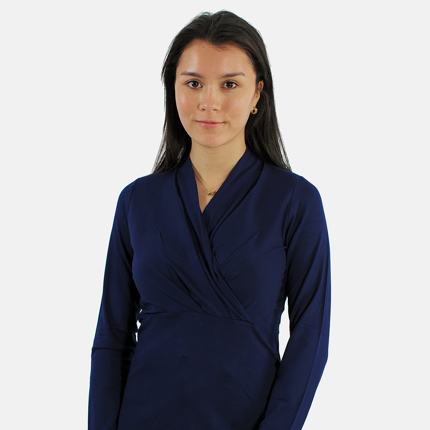 TAMSY Viscose Long Sleeves Wrap Top (Size L,16-18) - Black