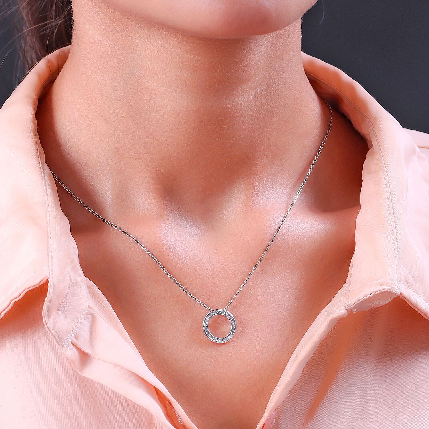 Signature Collection 950 Platinum IGI Certified Diamond (SI-G-H) Circle Pendant 0.25 Ct.