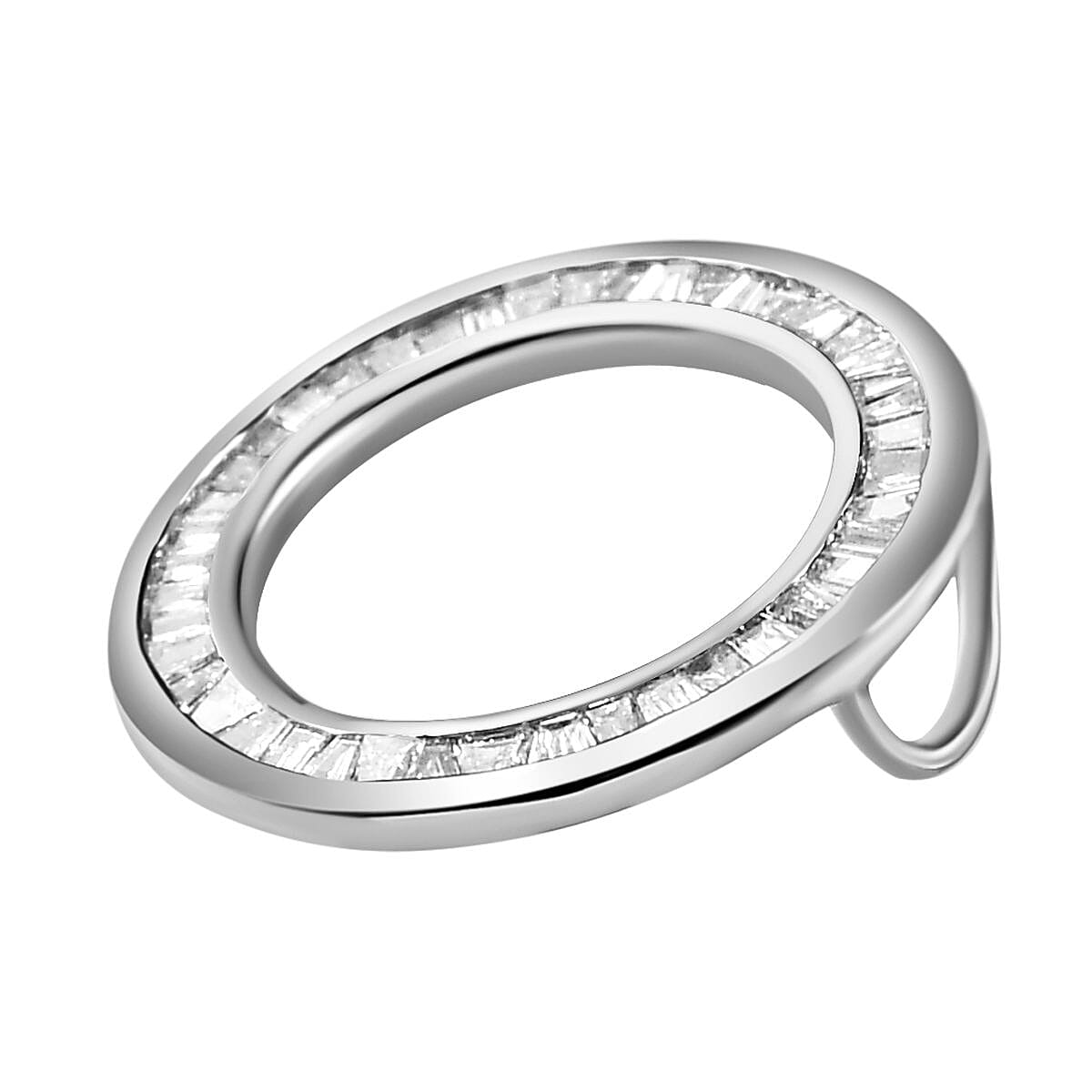 Signature Collection 950 Platinum IGI Certified Diamond (SI-G-H) Circle Pendant 0.25 Ct.