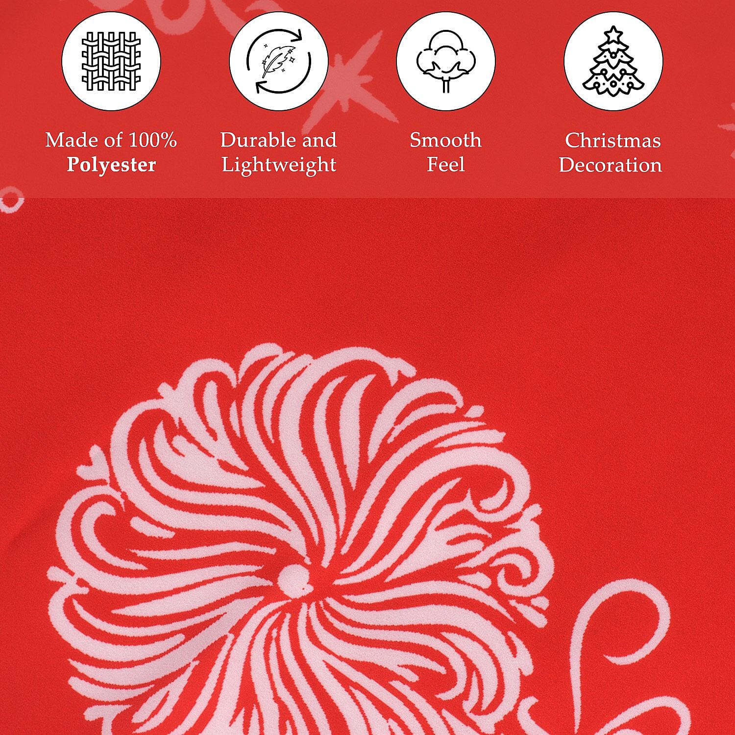 100% Cotton Reindeer Print Christmas Tree Skirt (Size 89Dia Cm) - Red