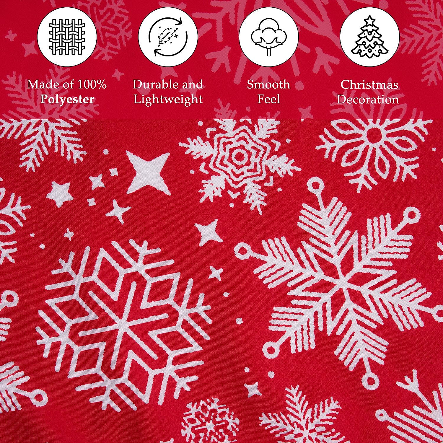 100% Cotton Snowflake Print Christmas Tree Skirt (Size 89Dia Cm) - Red