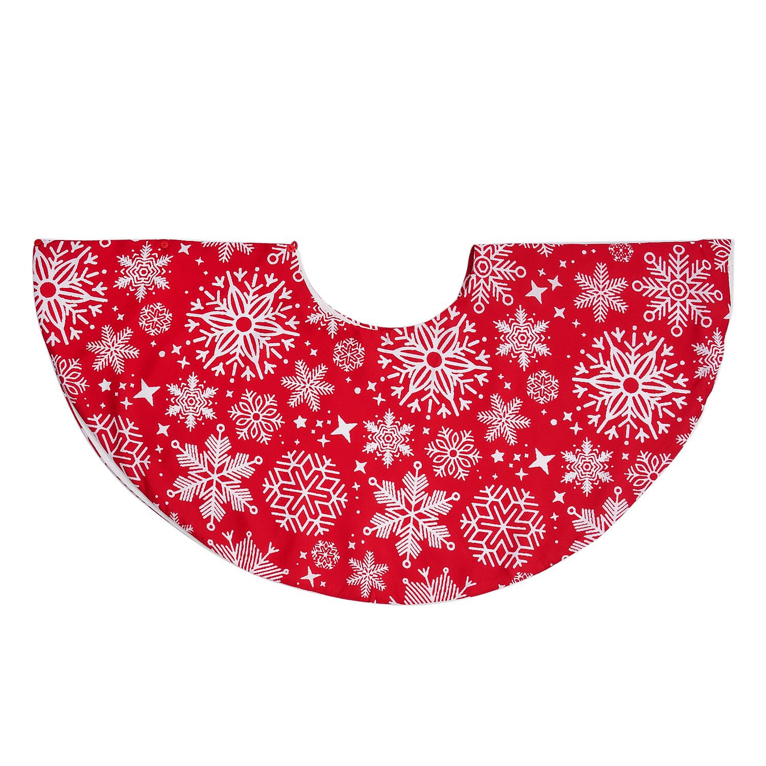 100% Cotton Snowflake Print Christmas Tree Skirt (Size 89Dia Cm) - Red