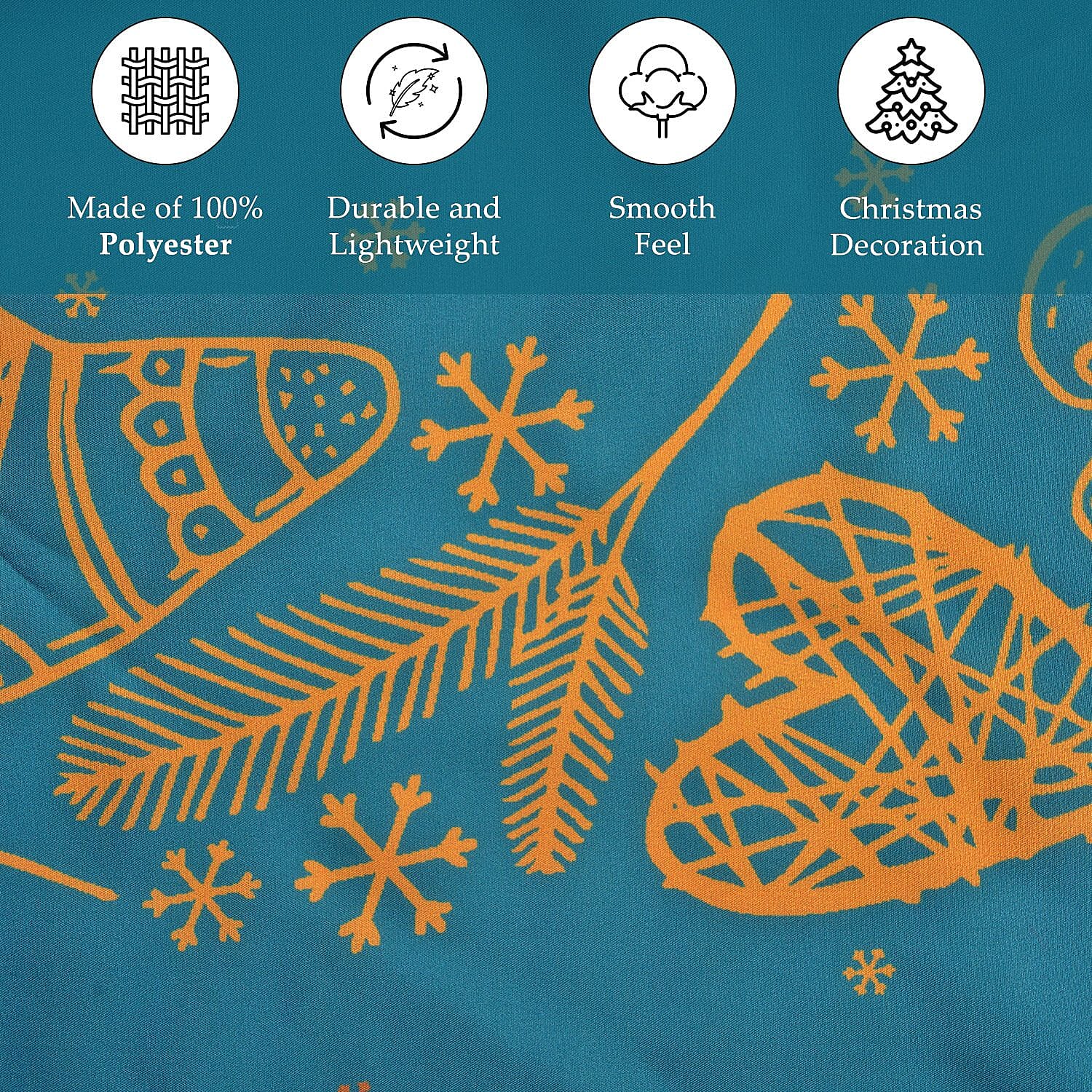 100% Cotton Star, Christmas Stick Print Christmas Tree Skirt (Size 89Dia Cm) - Green