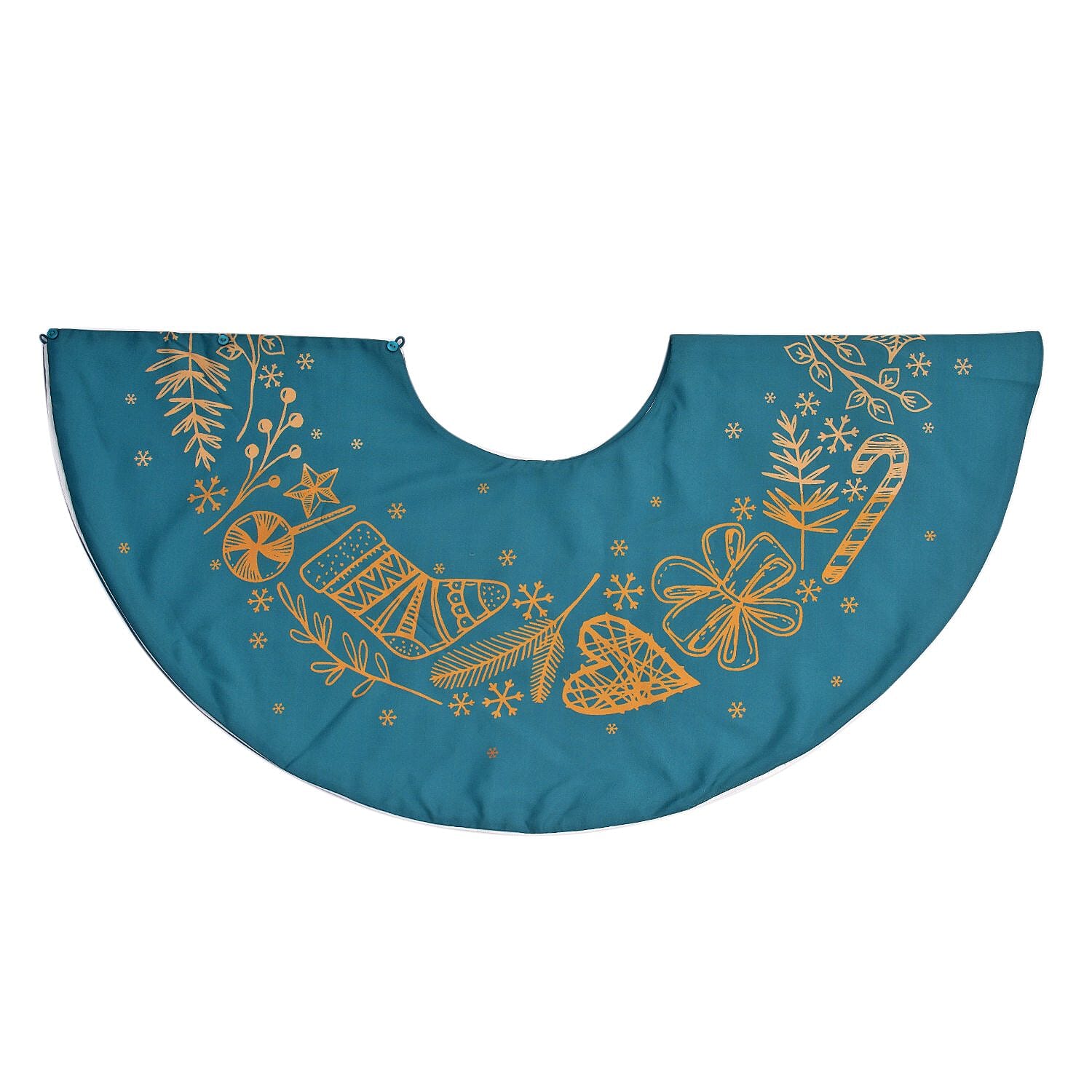 100% Cotton Star, Christmas Stick Print Christmas Tree Skirt (Size 89Dia Cm) - Green