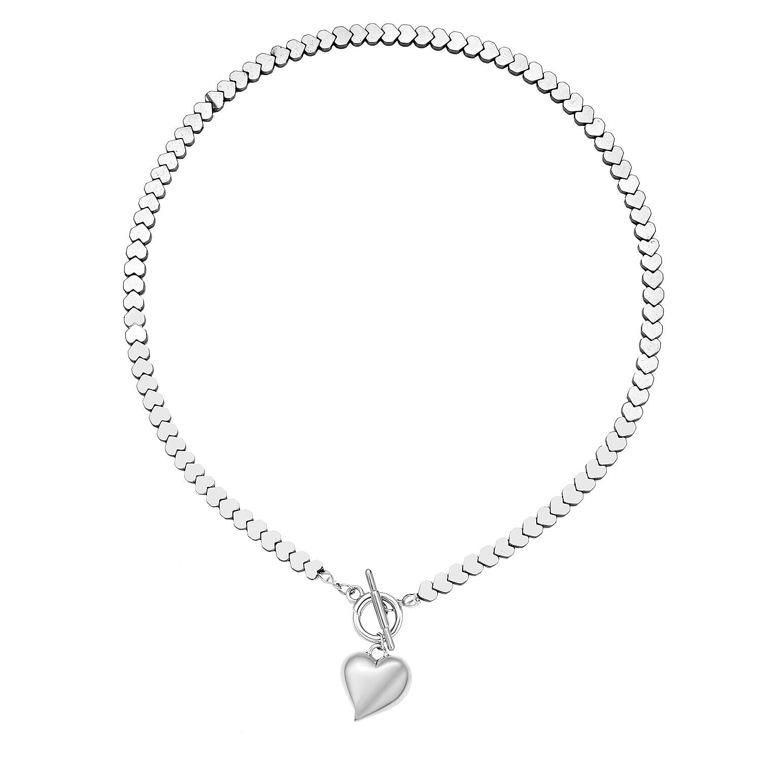 New York Close Out Deal - Silver Plated Hematite Necklace (Size 19.5) with T-bar Clasp