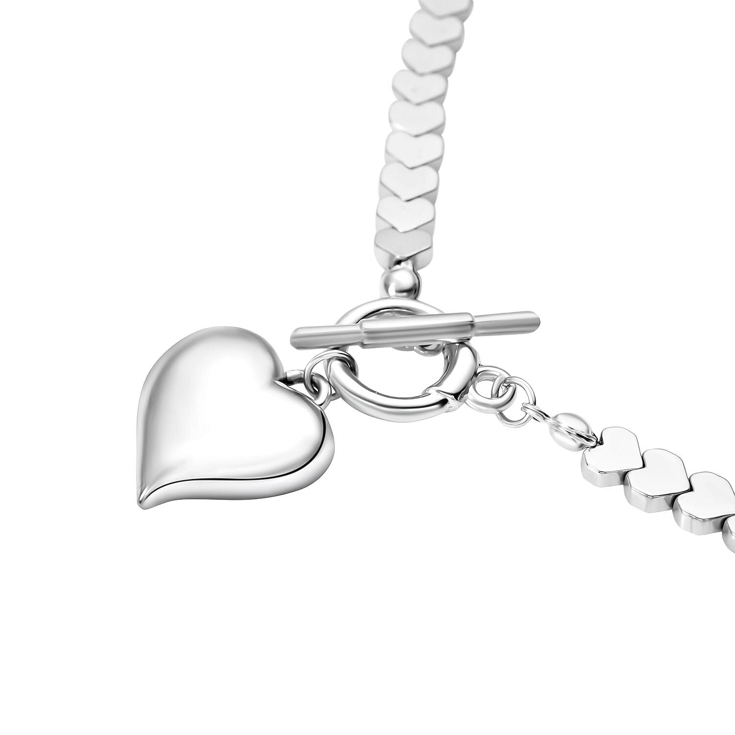 New York Close Out Deal - Silver Plated Hematite Necklace (Size 19.5) with T-bar Clasp