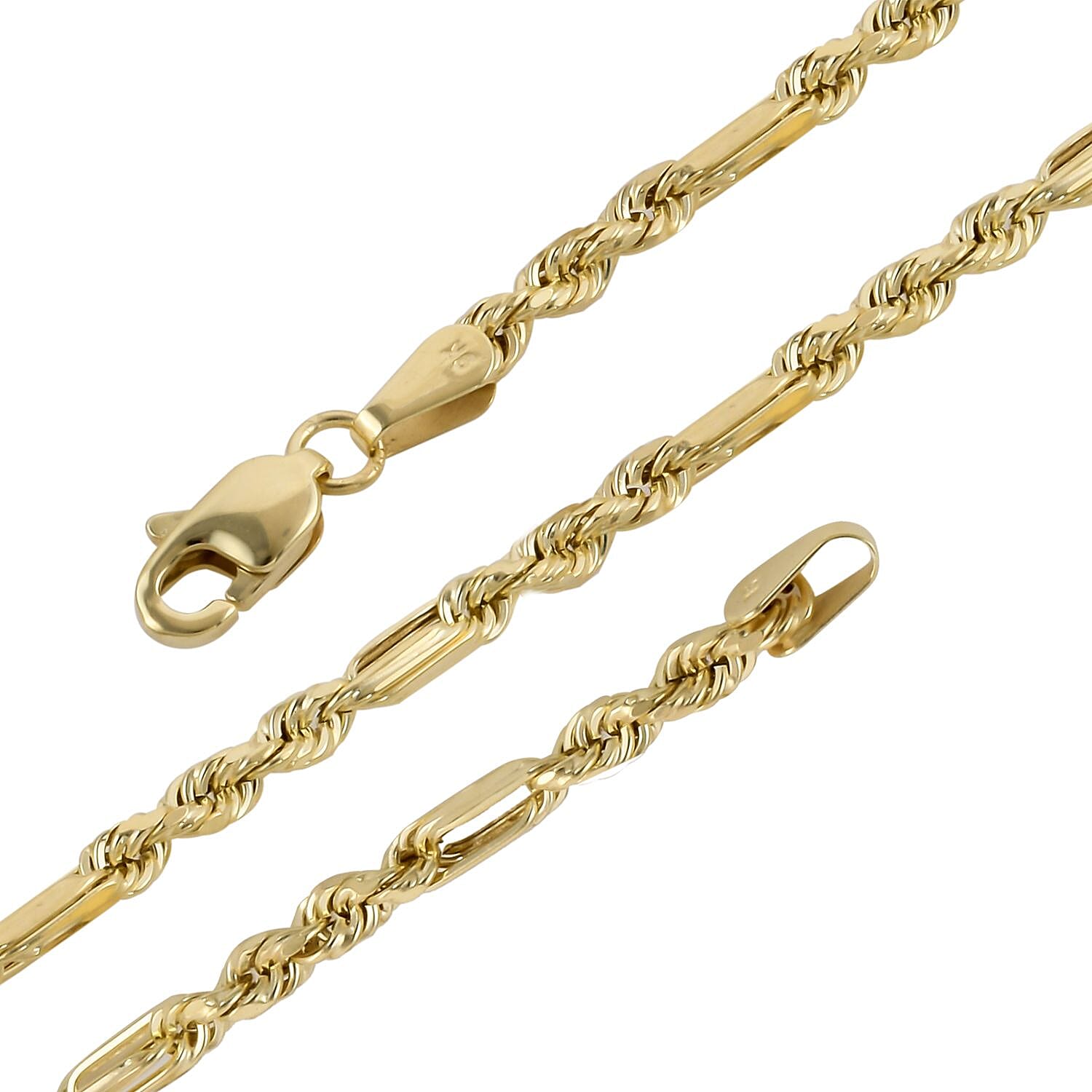 Close Out- 9K Yellow Gold French Rope Necklace (Size - 20) with Lobster Clasp, Gold Wt. 5.00 Gms