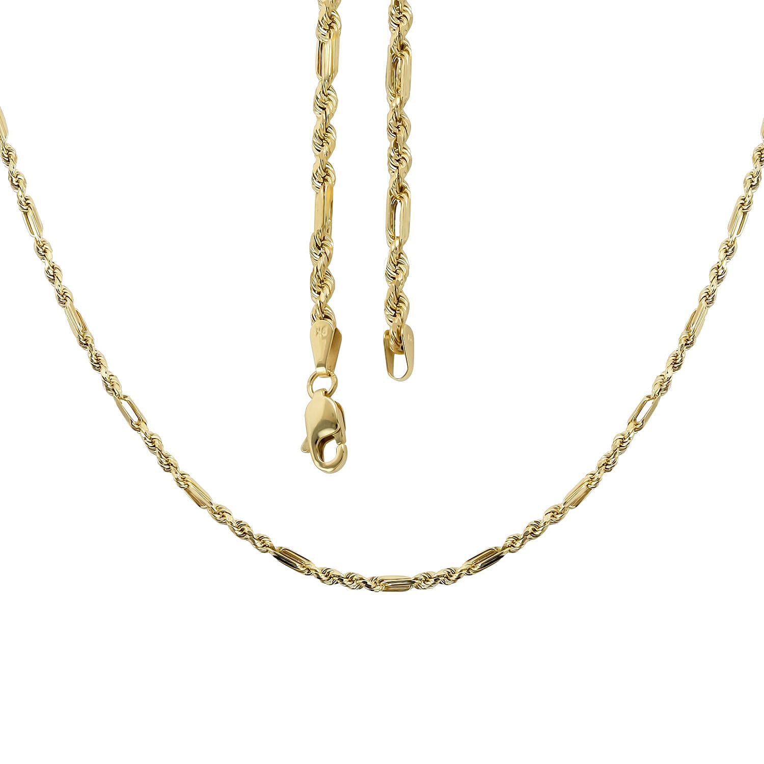 Close Out- 9K Yellow Gold French Rope Necklace (Size - 20) with Lobster Clasp, Gold Wt. 5.00 Gms