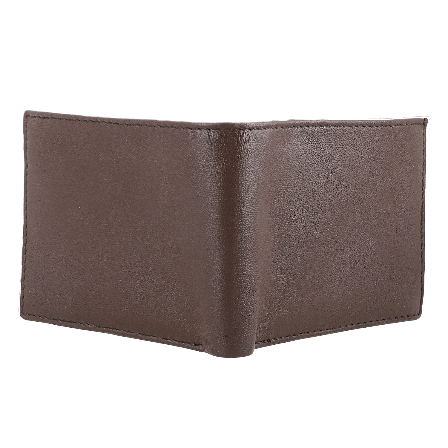 100 % Genuine Leather Bi-Fold Wallet with RFID Protection - Brown