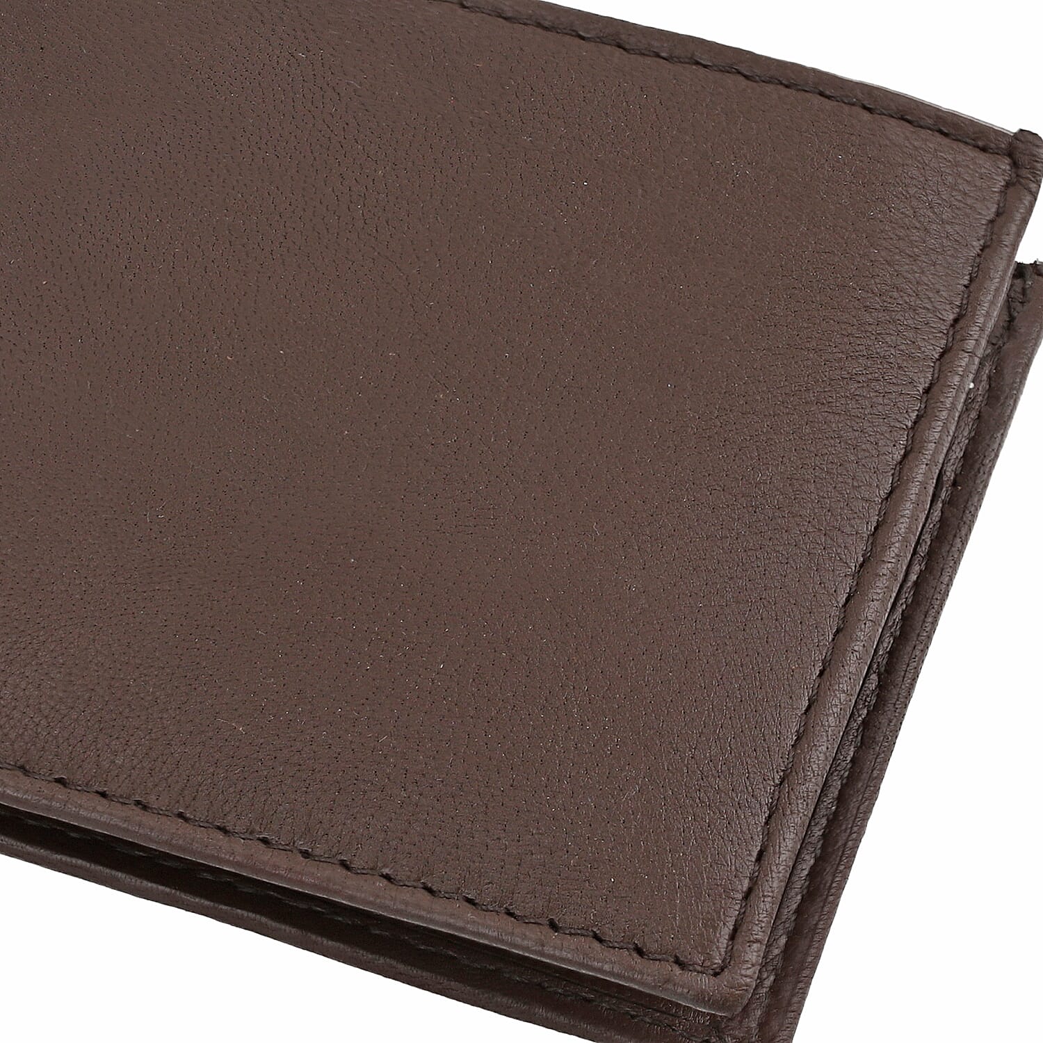 100 % Genuine Leather Bi-Fold Wallet with RFID Protection - Brown
