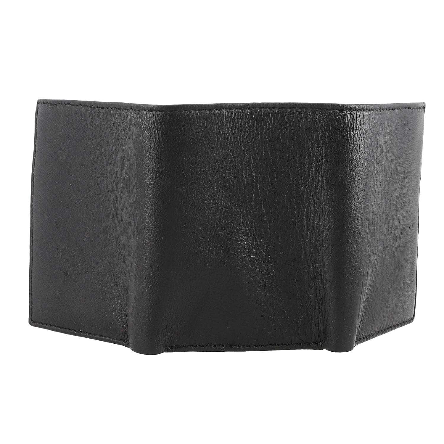 100% Genuine Leather Triflod Fold Men Wallet (RFID Protected) -Black