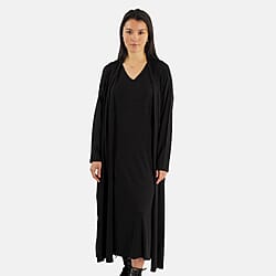 TAMSY Long Jersey Cardigan with Pocket - Black