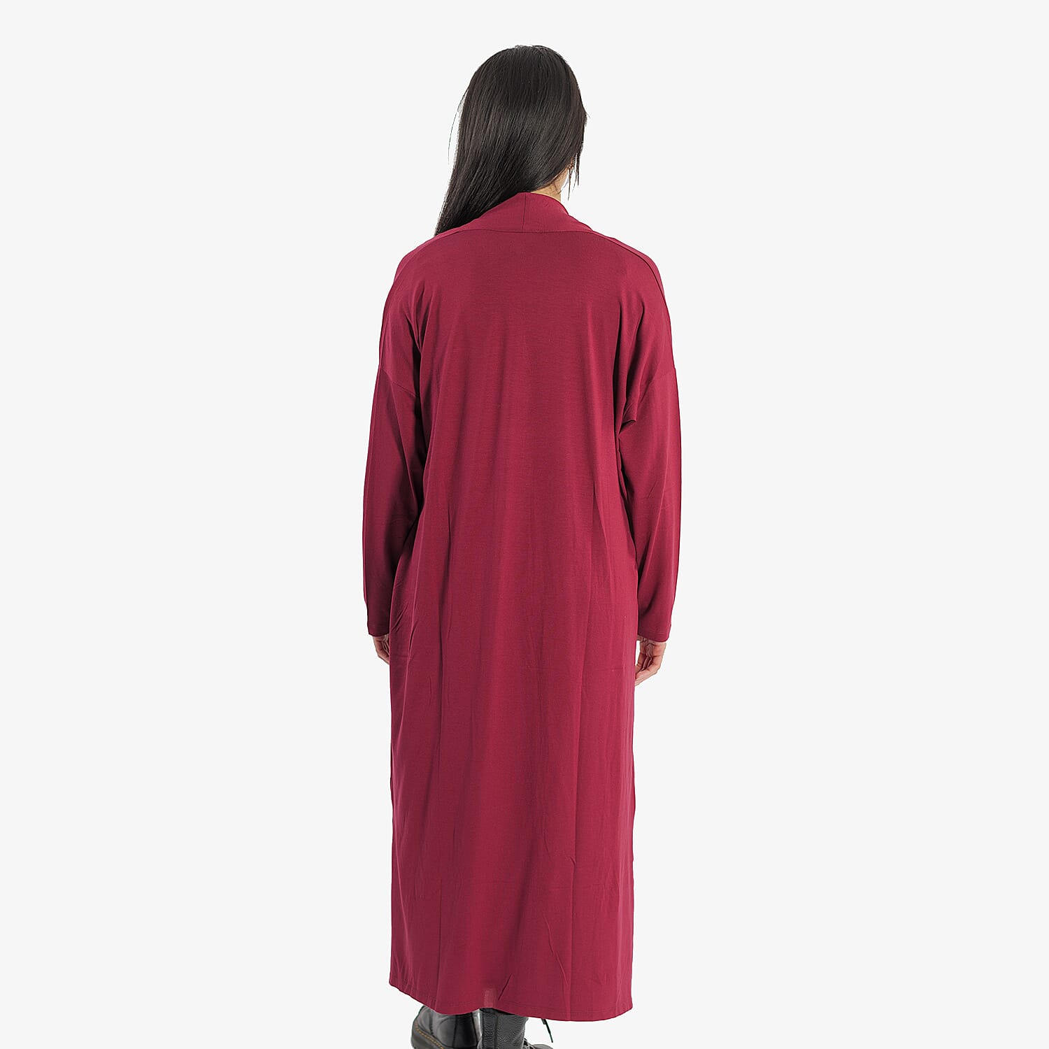 TAMSY Long Jersey Cardigan with Pocket - Black