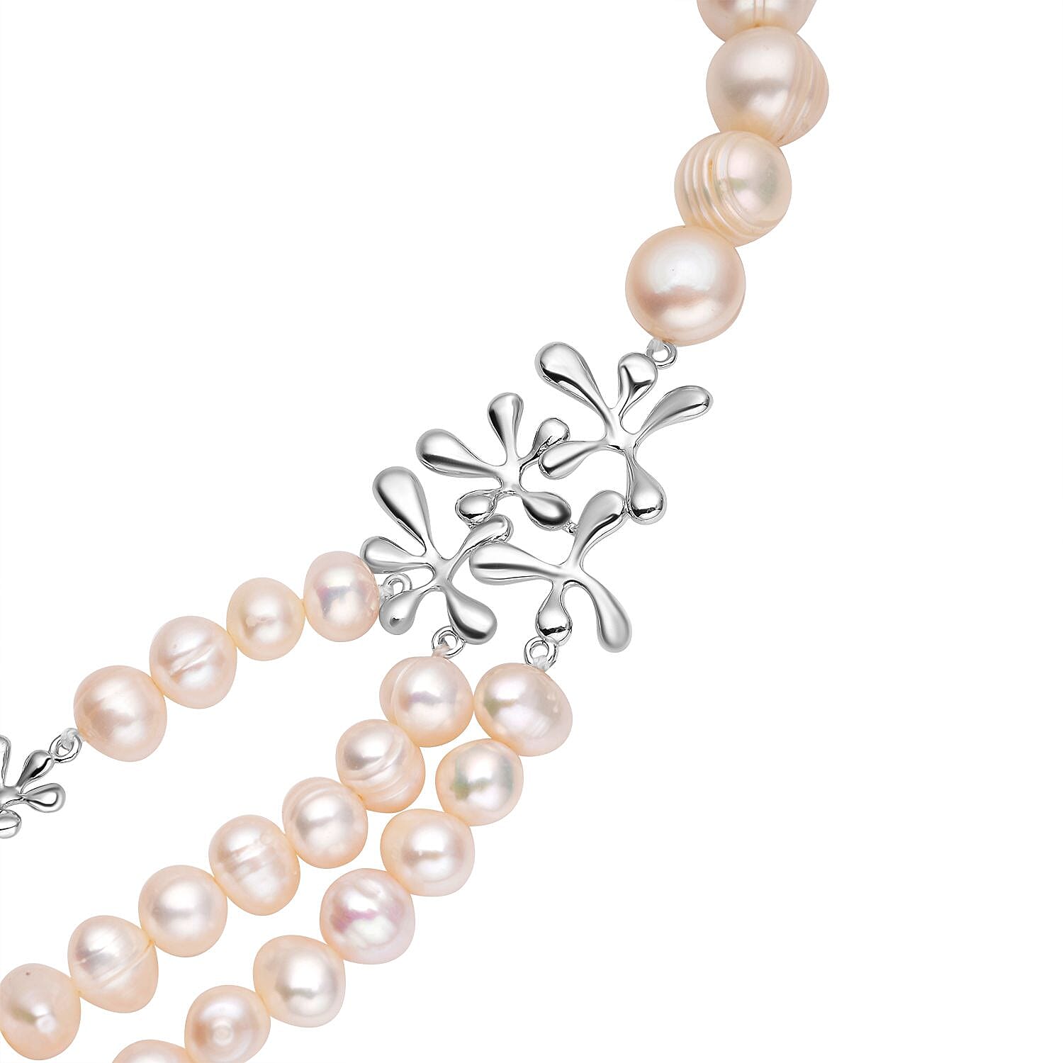 LucyQ Splash Collection - Fresh Water Pearl Vintage Triple Strand Necklace (Size - 20) in Rhodium Overlay Sterling Silver