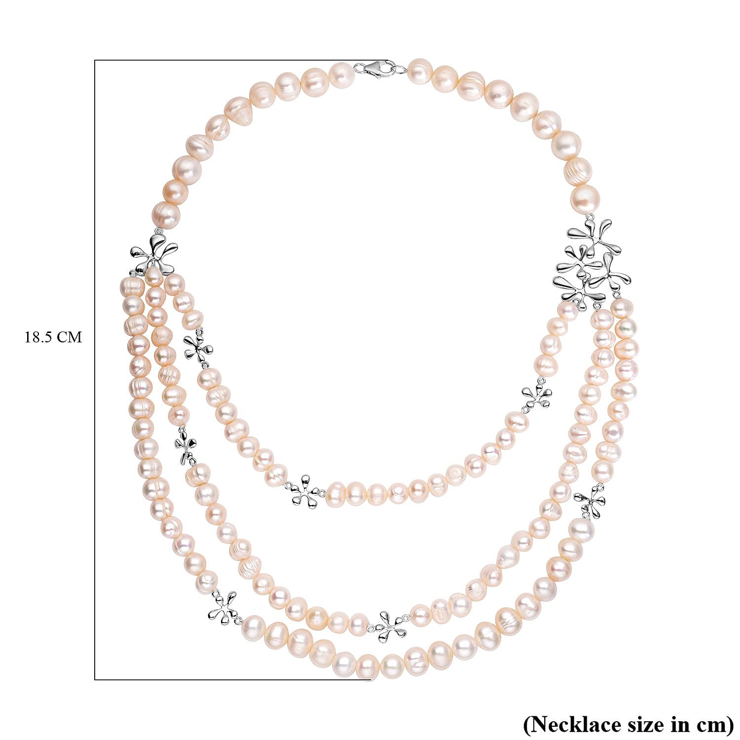 LucyQ Splash Collection - Fresh Water Pearl Vintage Triple Strand Necklace (Size - 20) in Rhodium Overlay Sterling Silver