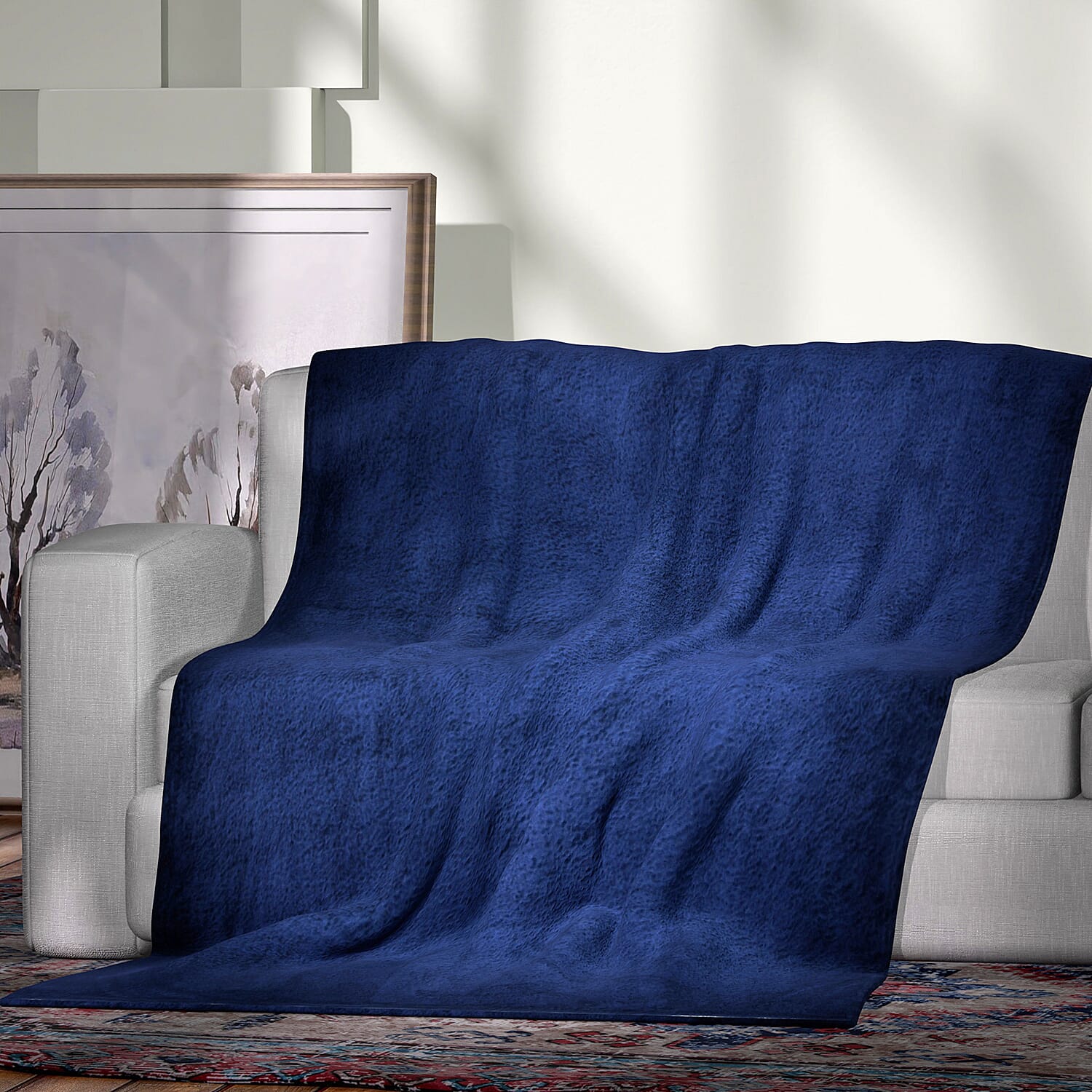 Polyester Solid Blanket - Navy