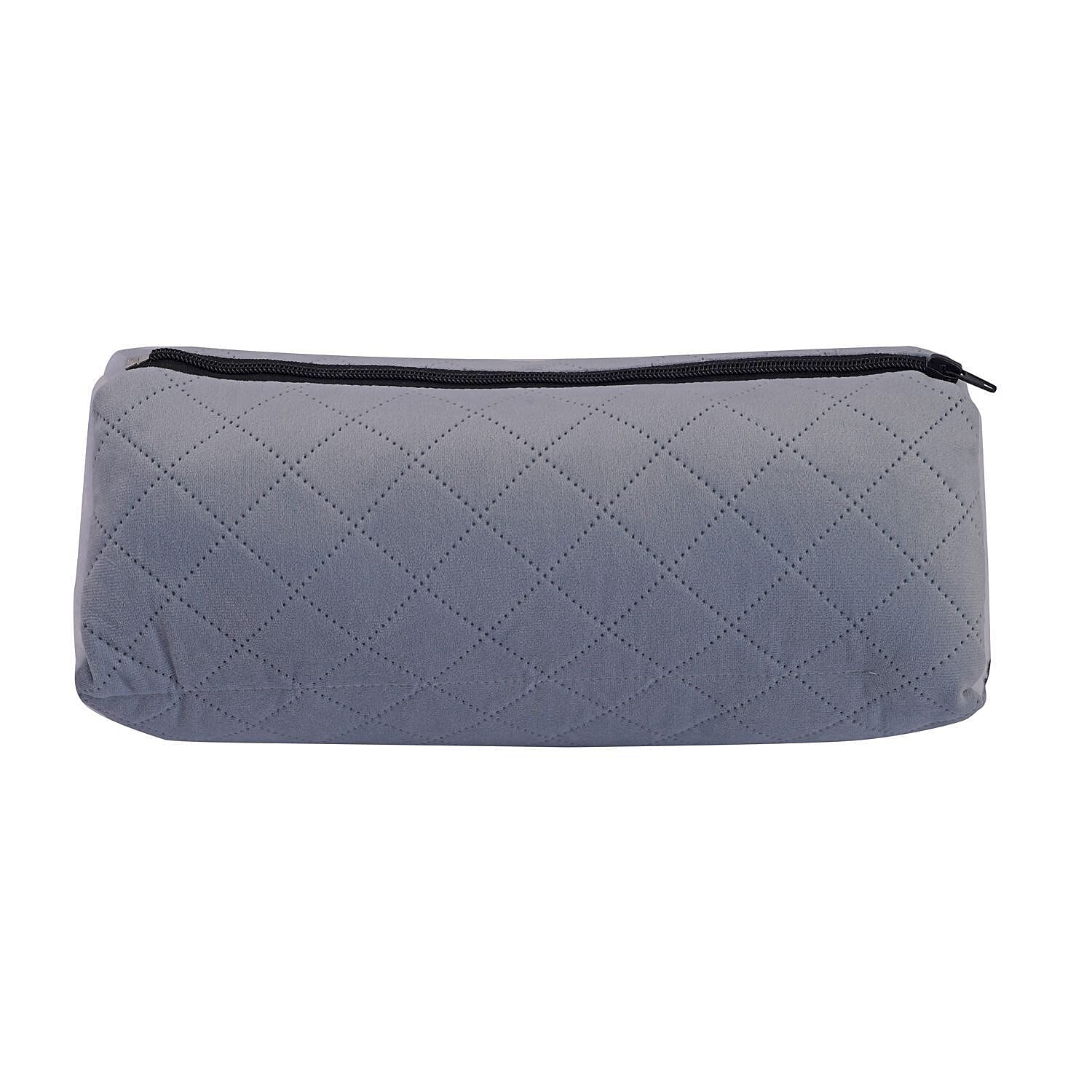 Homesmart 2 in 1 Vibrating Massage Foldable Pillow (Size 38x33x6 Cm) - Grey - Requires 2 AA Batteries (Not Included)