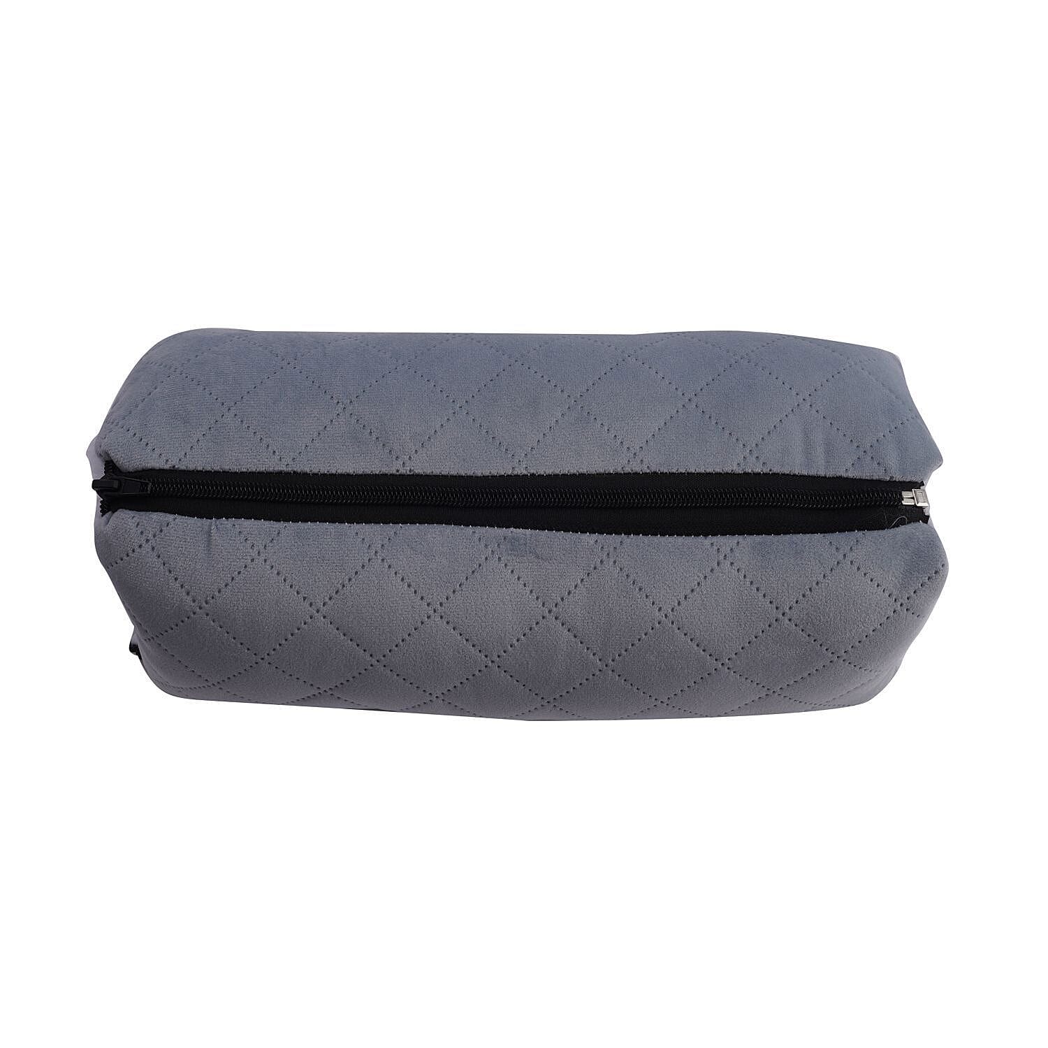 Homesmart 2 in 1 Vibrating Massage Foldable Pillow (Size 38x33x6 Cm) - Grey - Requires 2 AA Batteries (Not Included)
