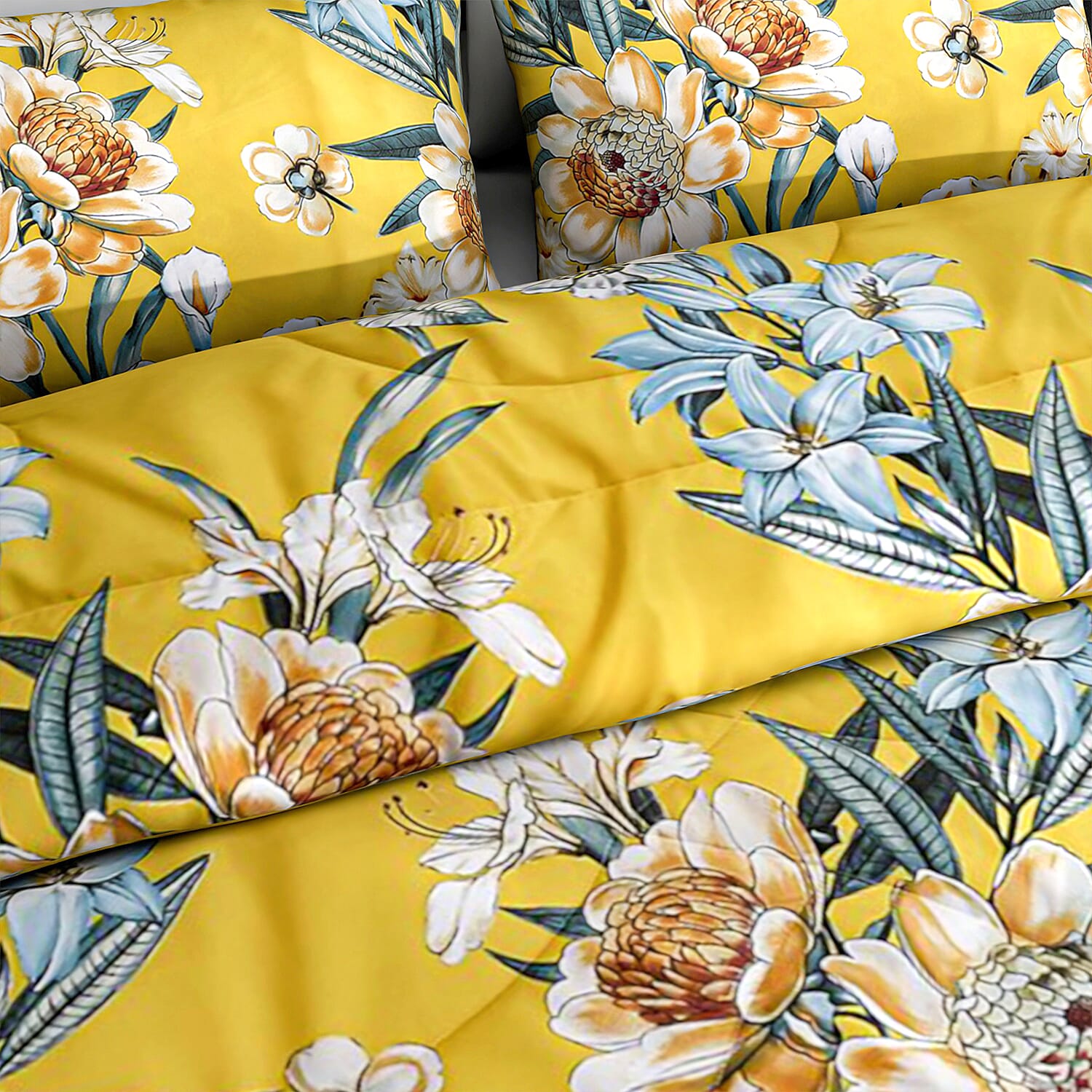 Garden Silk and Down Alternative Comforter  With 2 Pillowcases King 