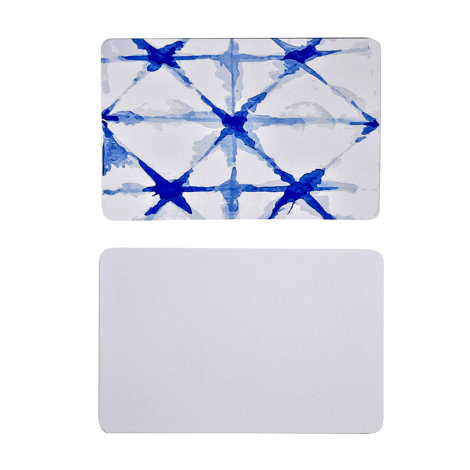 Super Absorbent Geometric Pattern Diatomaceous Earth Bath Mat (Size 60x39 cm) - Blue