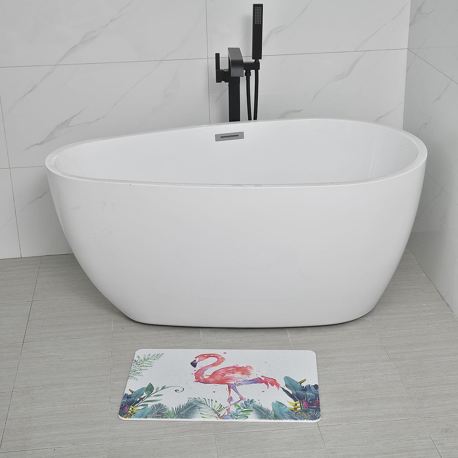 Super Absorbent Flamingo Pattern Diatomaceous Earth Bath Mat (Size 60x39cm)  - Red - Green