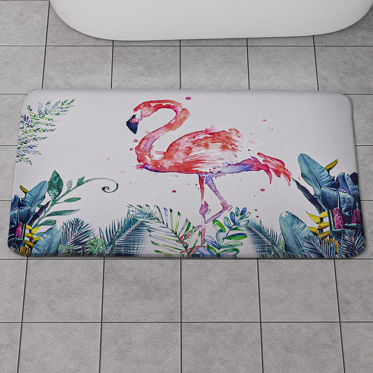 Super Absorbent Flamingo Pattern Diatomaceous Earth Bath Mat (Size 60x39cm)  - Red - Green