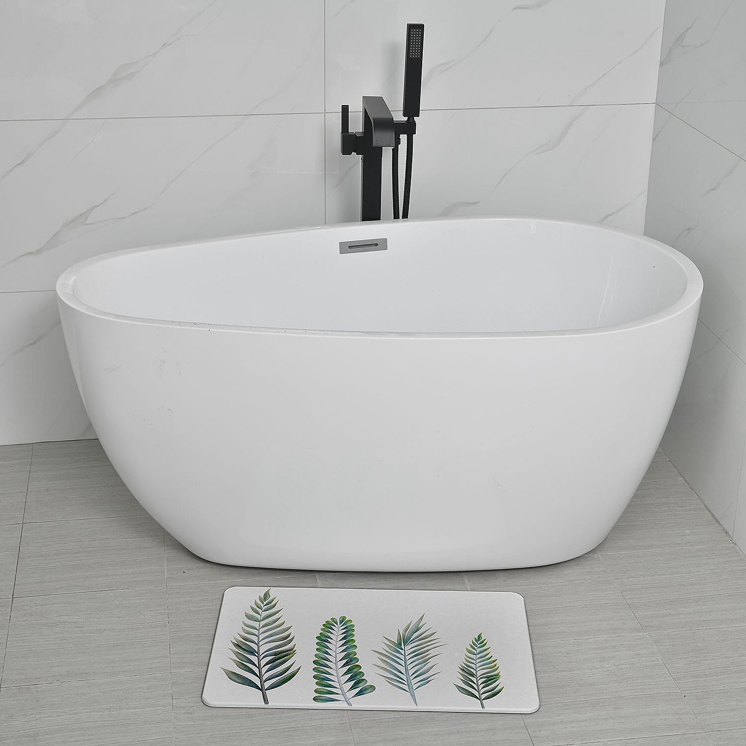 Super Absorbent Leaf Pattern Diatomaceous Earth Bath Mat (Size 60x39cm) - Green