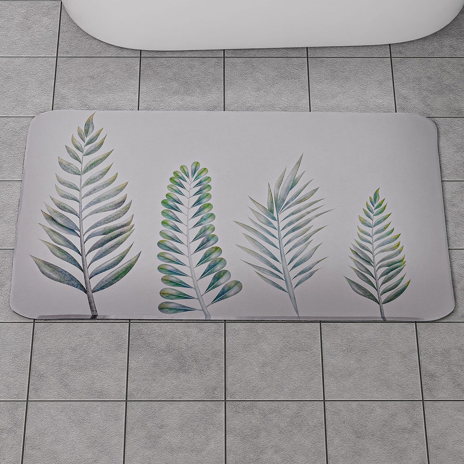 Super Absorbent Leaf Pattern Diatomaceous Earth Bath Mat (Size 60x39cm) - Green