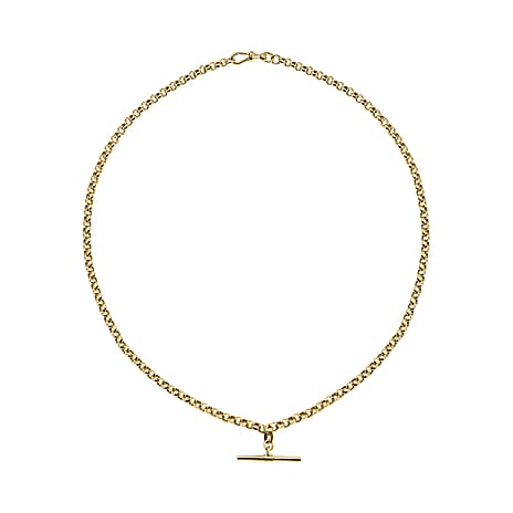 9K Yellow Gold 24.8mm x 1.7mm T Bar Belcher Chain Albert Clasp Necklace (Size 18), Gold Wt 7.00 GM.