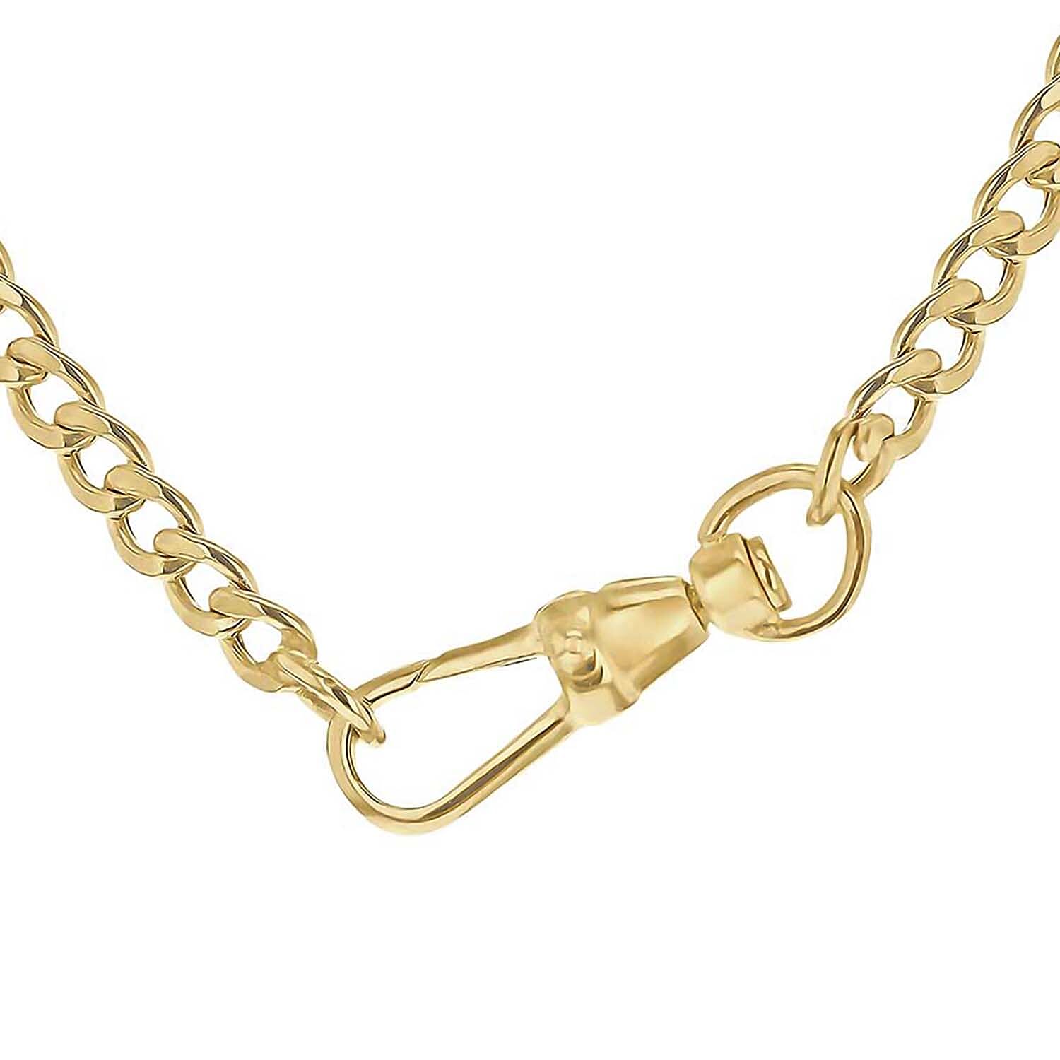 9K Yellow Gold 25mm x 2mm T Bar 80 Hollow Diamond Cut Curb Albert Clasp Necklace 18 Inch