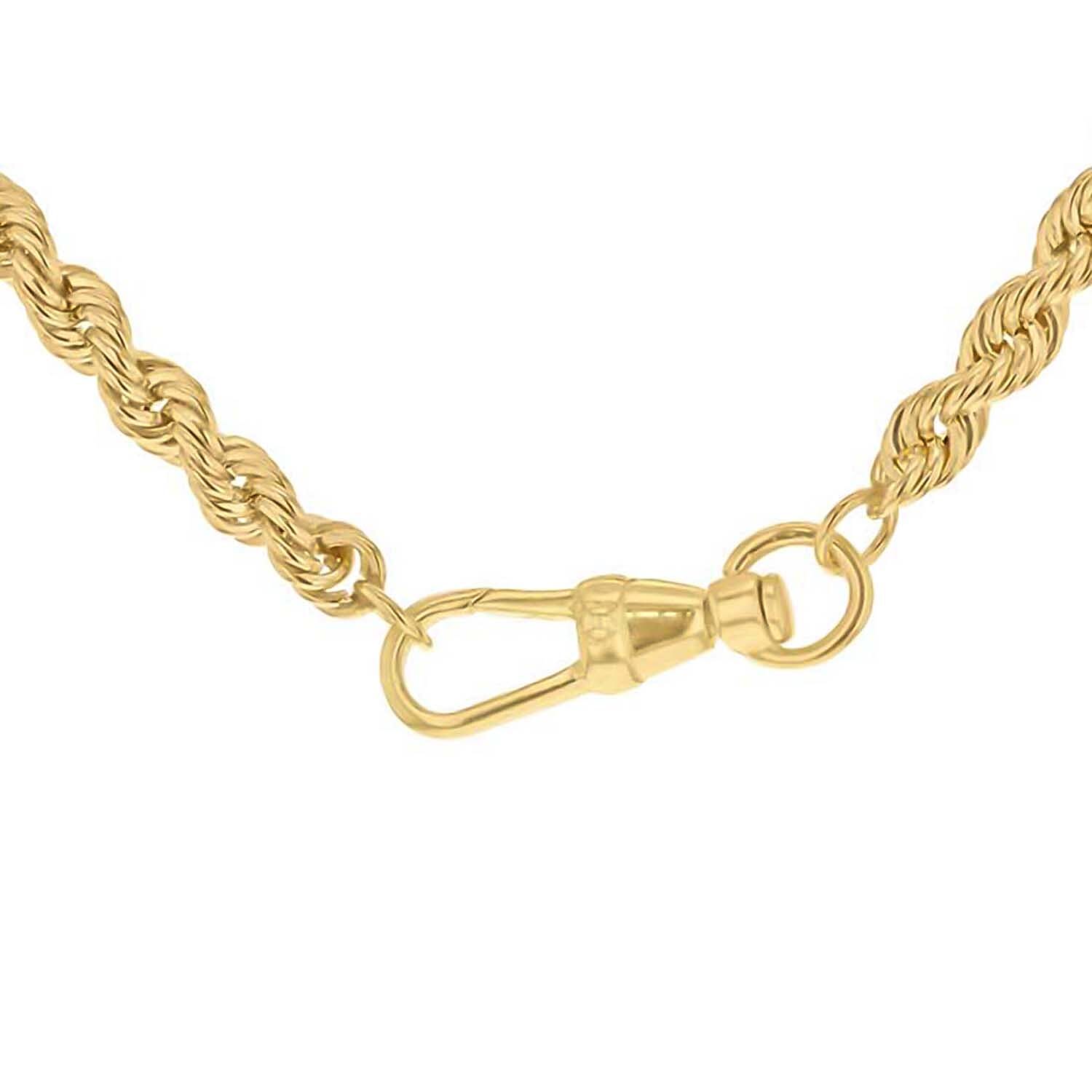 9K Yellow Gold 25.5mm x 3mm T Bar Rope Chain Albert Clasp Necklace 18 Inch