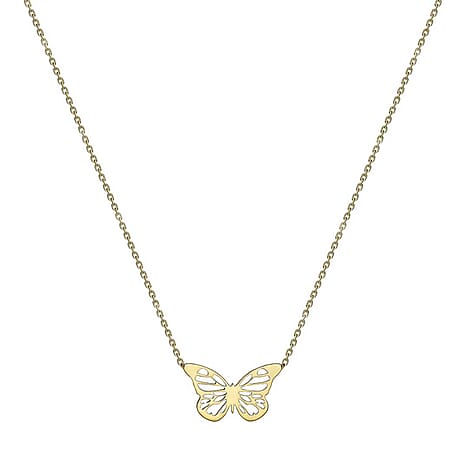 9K Yellow Gold 9.5mm x 15.5mm Butterfly Necklace 16-18 Inch