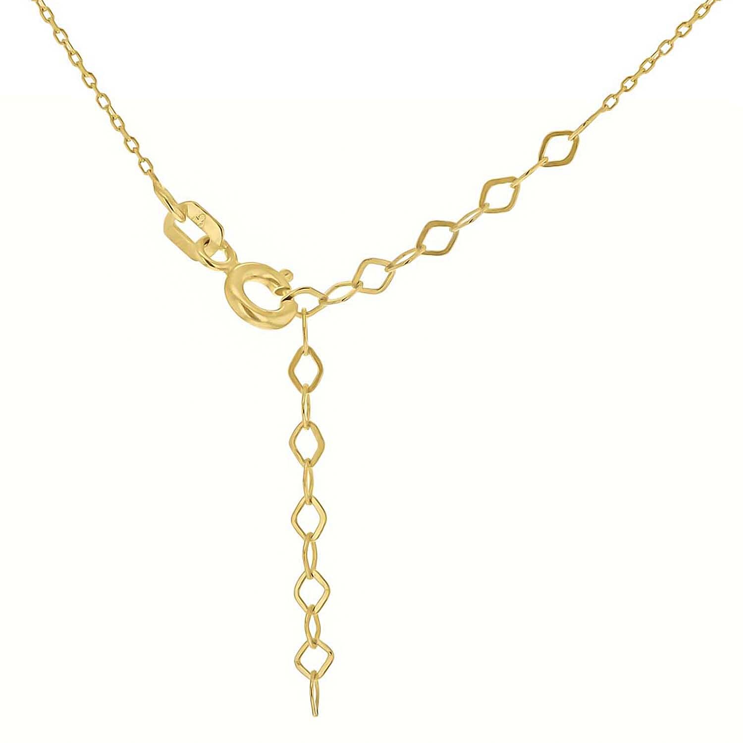 9K Yellow Gold 13.5mm x 26mm Circle Cutout Dream Catcher Necklace 16-18 Inch