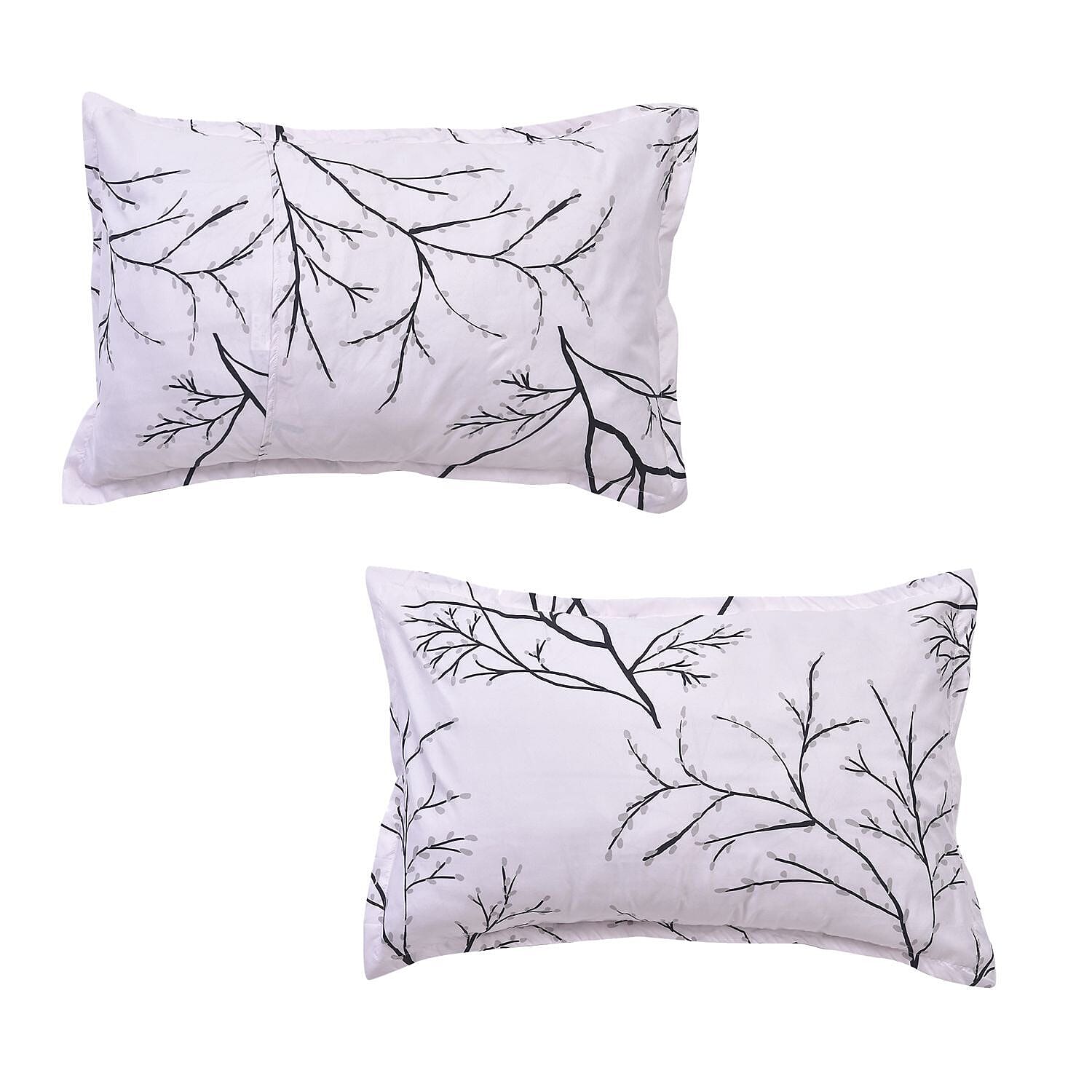 Branch Patterned Duvet Cover with 2 Pillowcases (Size 200x200 Cm) - Ivory