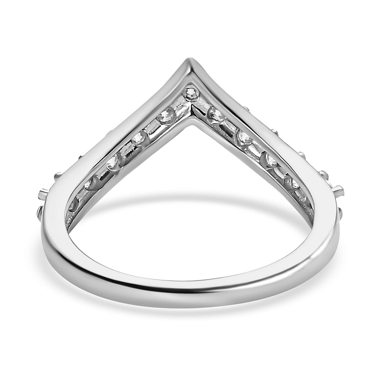 D'Joy Moissanite Wishbone Ring in Platinum Overlay Sterling Silver