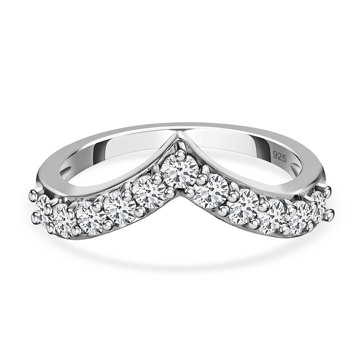 D'Joy Moissanite Wishbone Ring in Sterling Silver