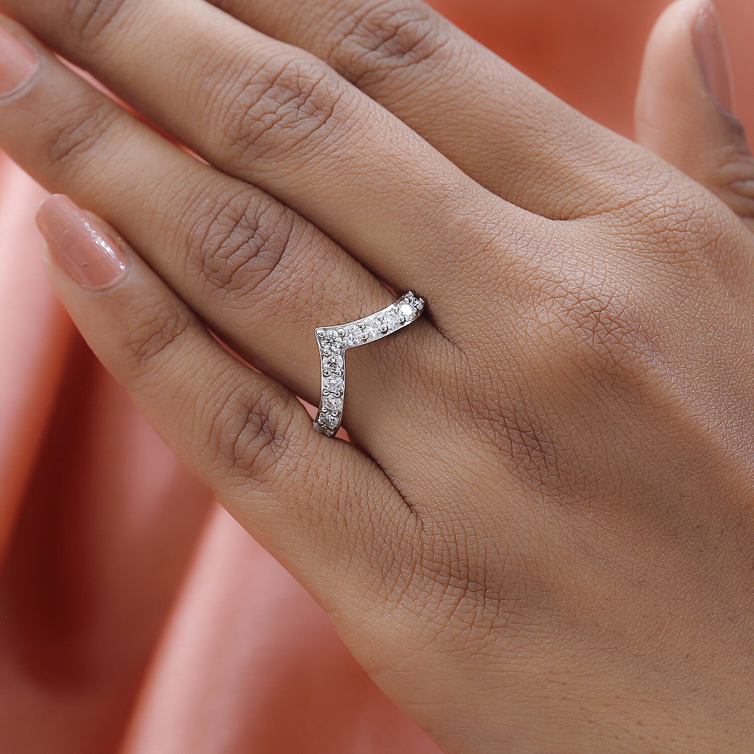D'Joy Moissanite Wishbone Ring in Sterling Silver